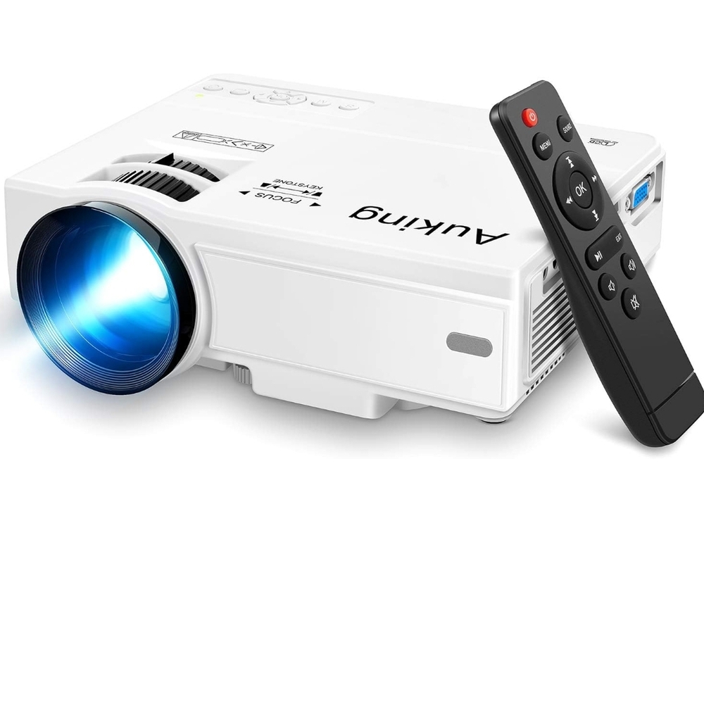 Auking White Projector with Remote